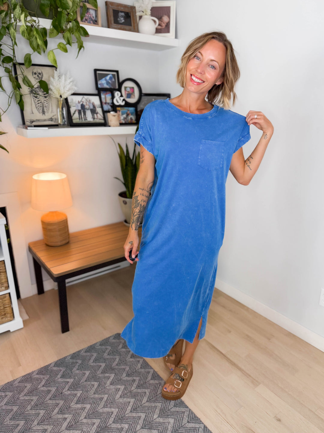 Northstar Washed Cotton Midi Dress- OCEAN BLUE-FINAL SALE