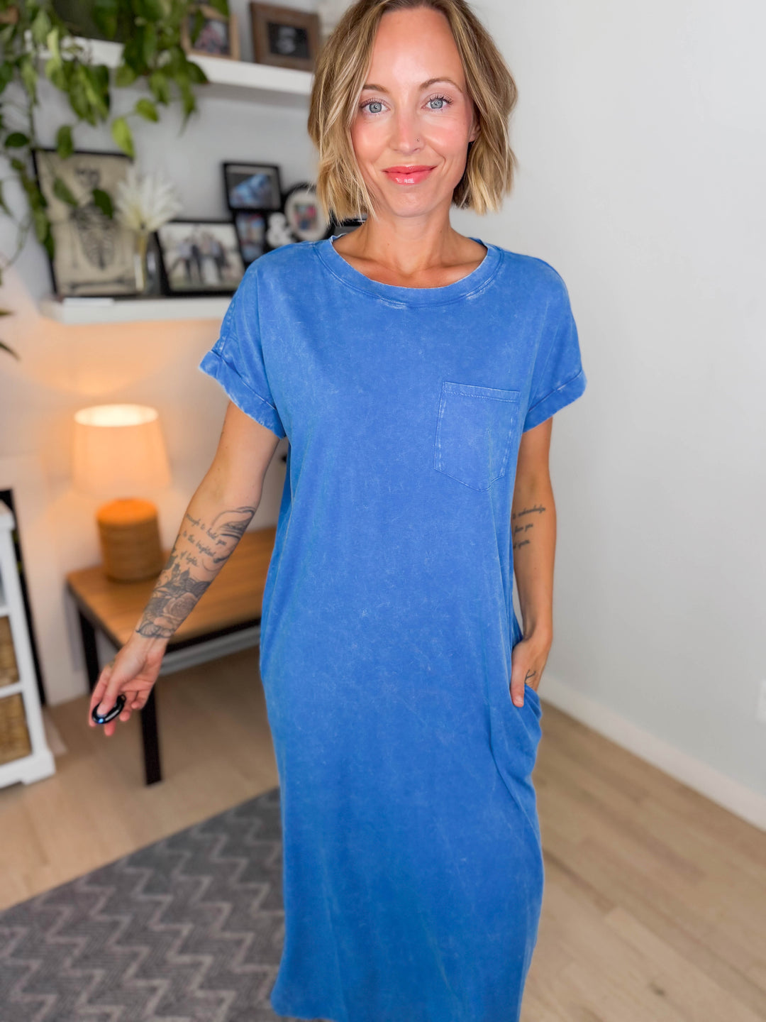 Northstar Washed Cotton Midi Dress- OCEAN BLUE-FINAL SALE