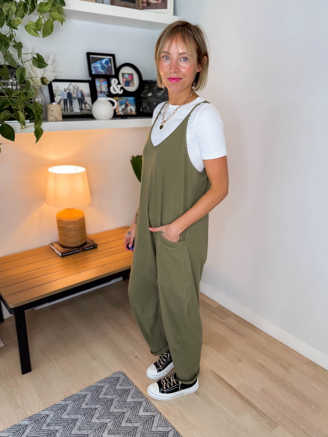 Reece Rib Knit Jumpsuit- OLIVE-FINAL SALE
