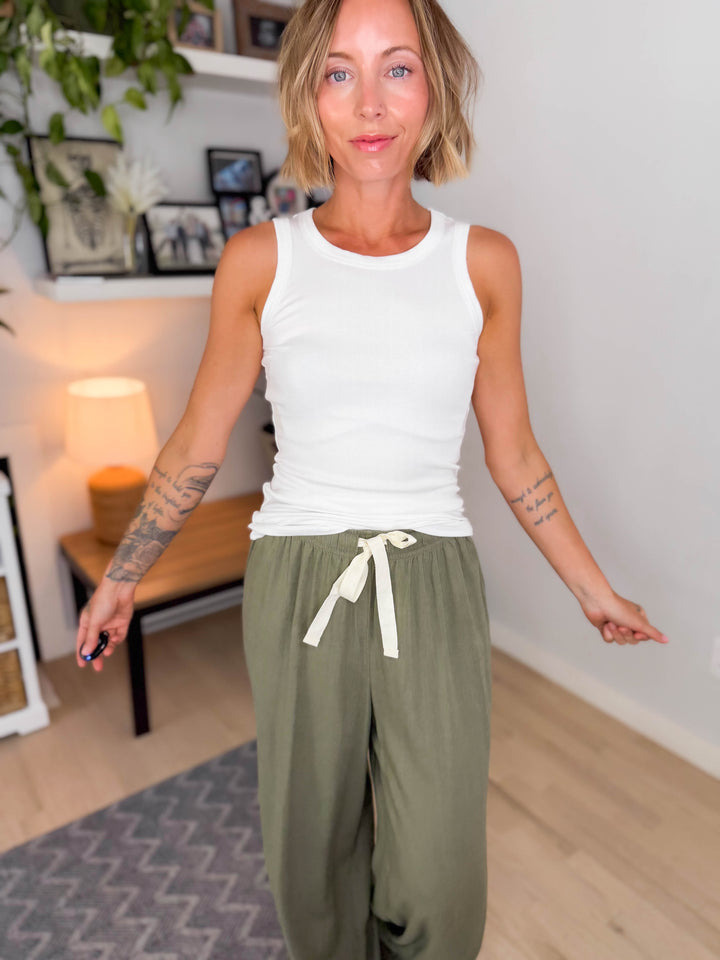 Mono B Billie Essential Micro Ribbed Tank- BASIC WHITE