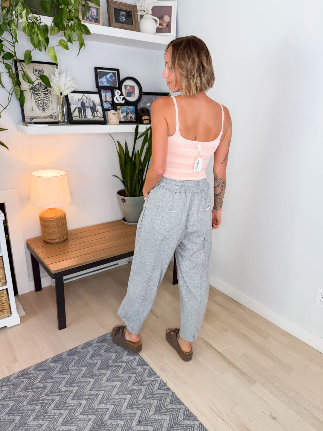 Amery Mineral Washed Barrel Pant- HEATHER GREY