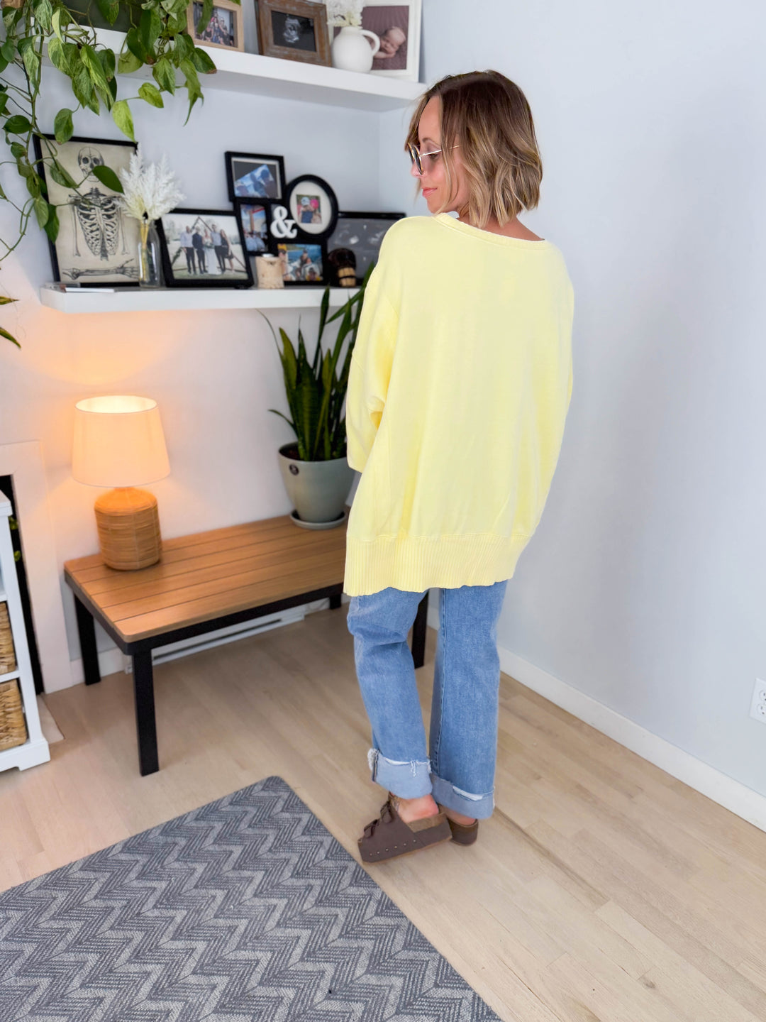 Bayview Oversized Mineral Washed Pullover- LIGHT YELLOW