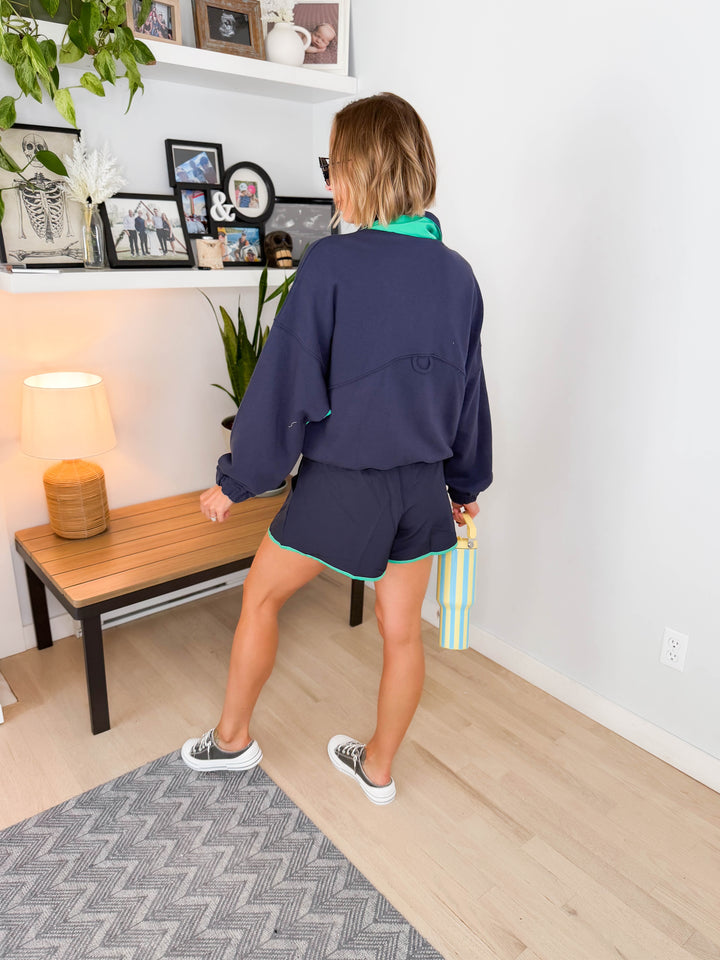 Kalani Pullover and Shorts Set- NAVY/MINT GREEN