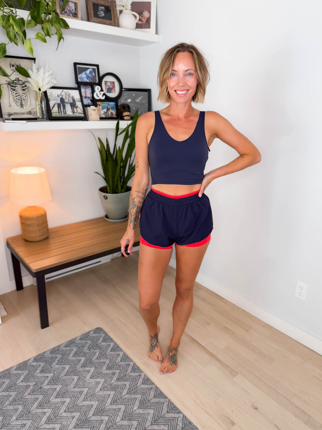 Andrea Double Layer Nylon Shorts- NAVY