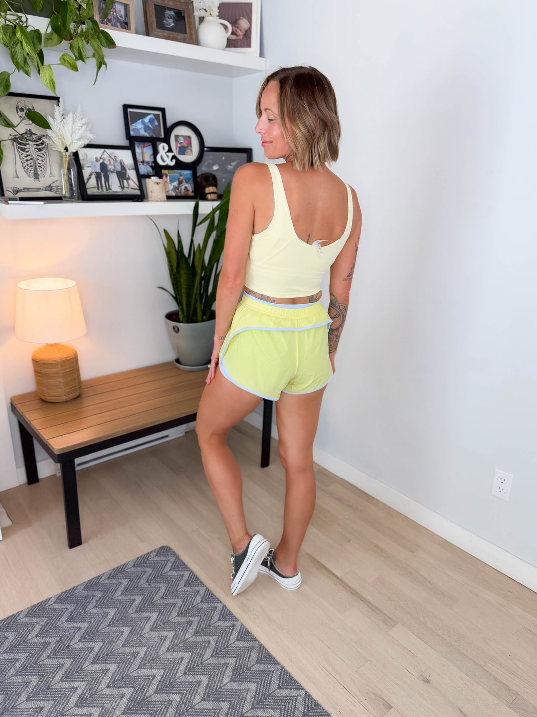 Andrea Double Layer Nylon Shorts- LEMON
