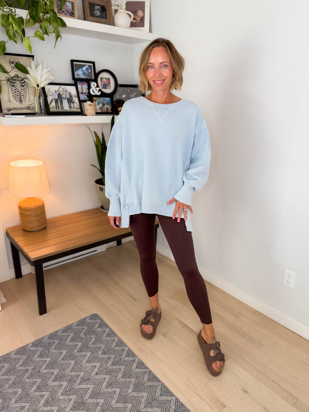 Bayview Oversized Mineral Washed Pullover- LIGHT BLUE