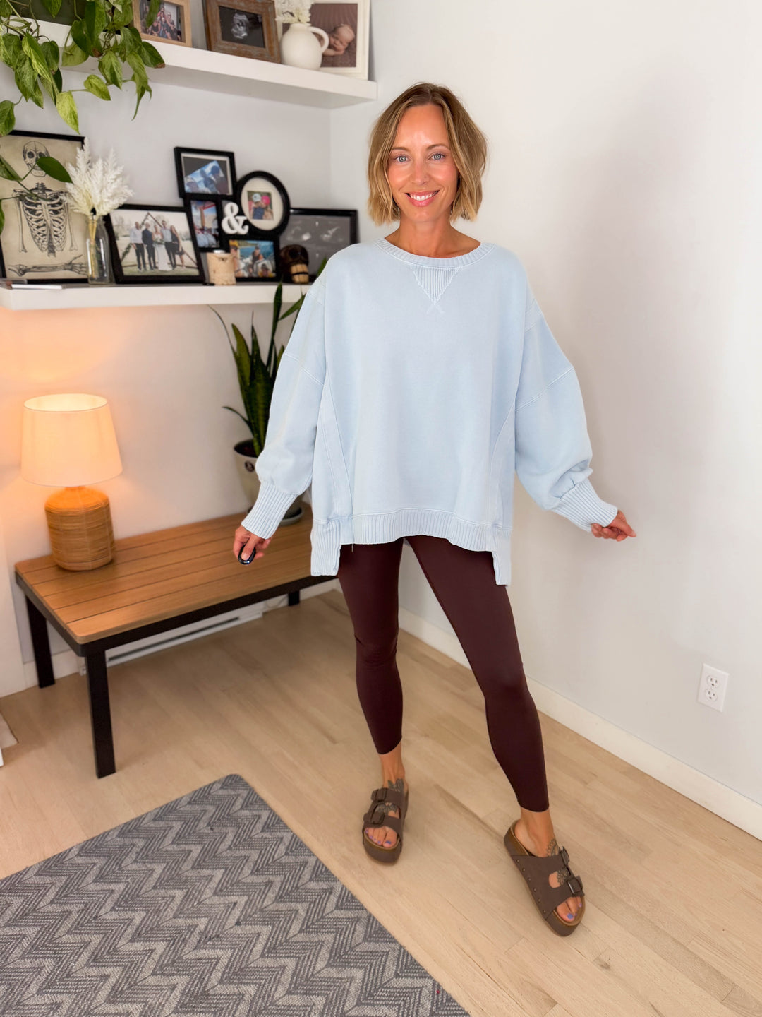 Bayview Oversized Mineral Washed Pullover- LIGHT BLUE