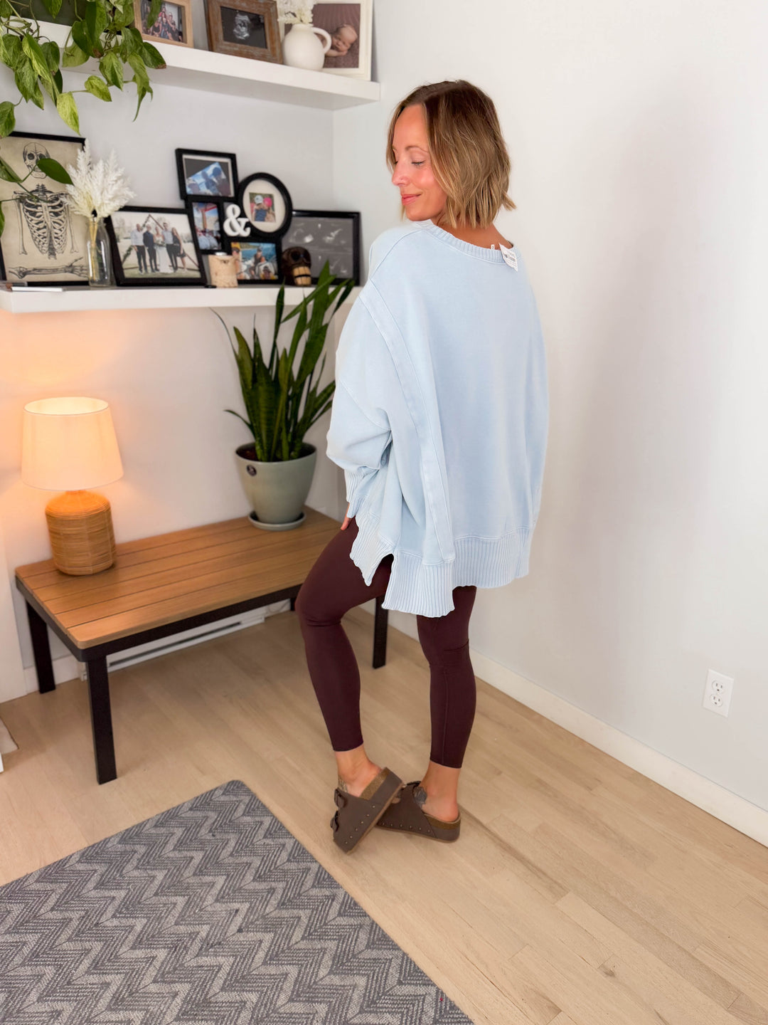 Bayview Oversized Mineral Washed Pullover- LIGHT BLUE