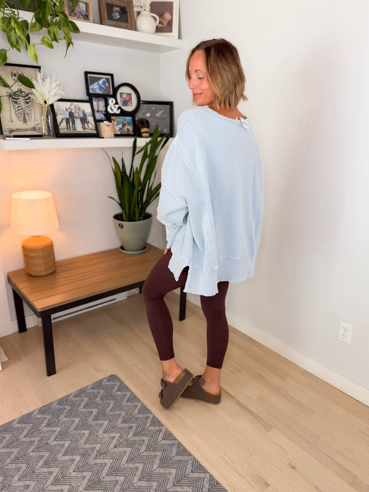 Bayview Oversized Mineral Washed Pullover- LIGHT BLUE