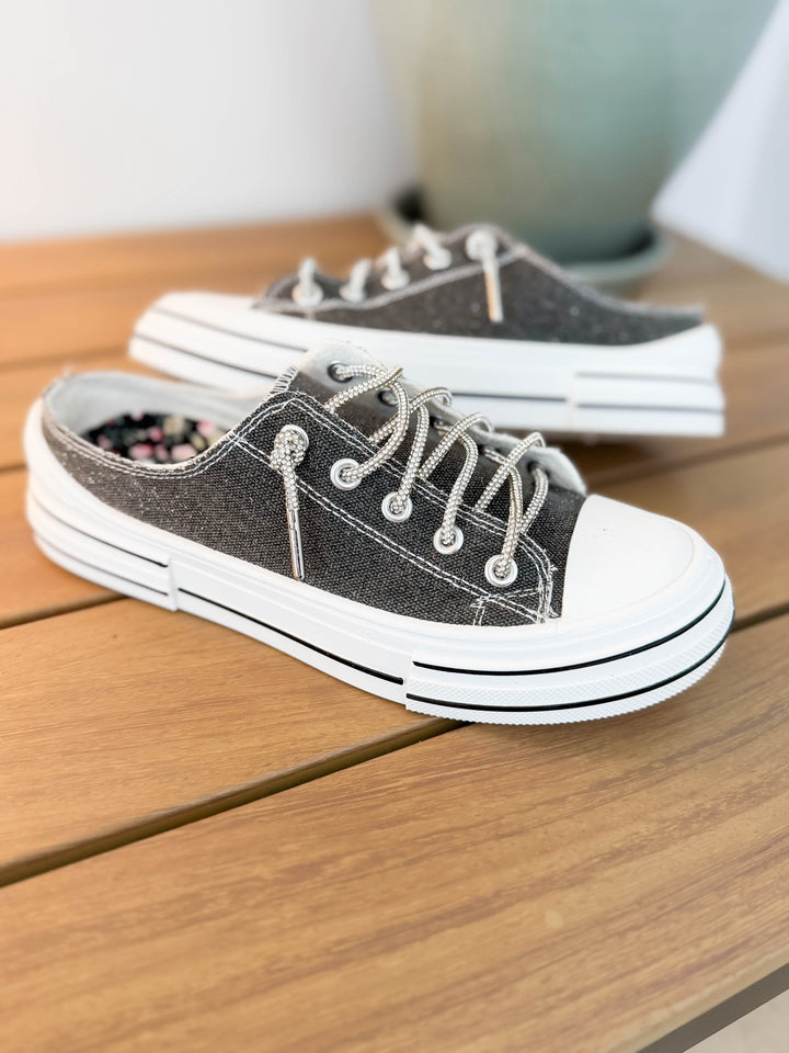 Amanda Slip On Sneaker- CHARCOAL GLITTER