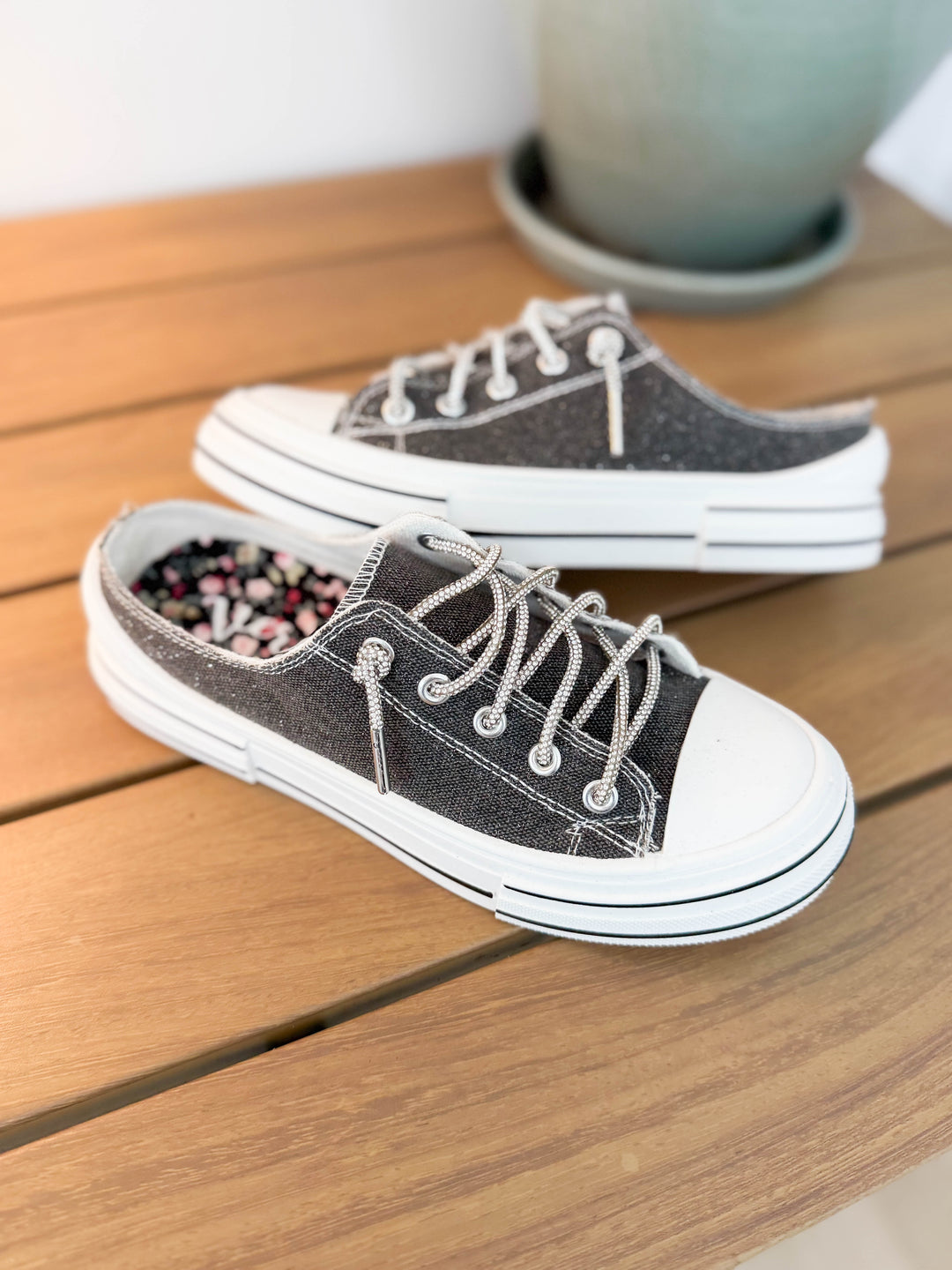 Amanda Slip On Sneaker- CHARCOAL GLITTER