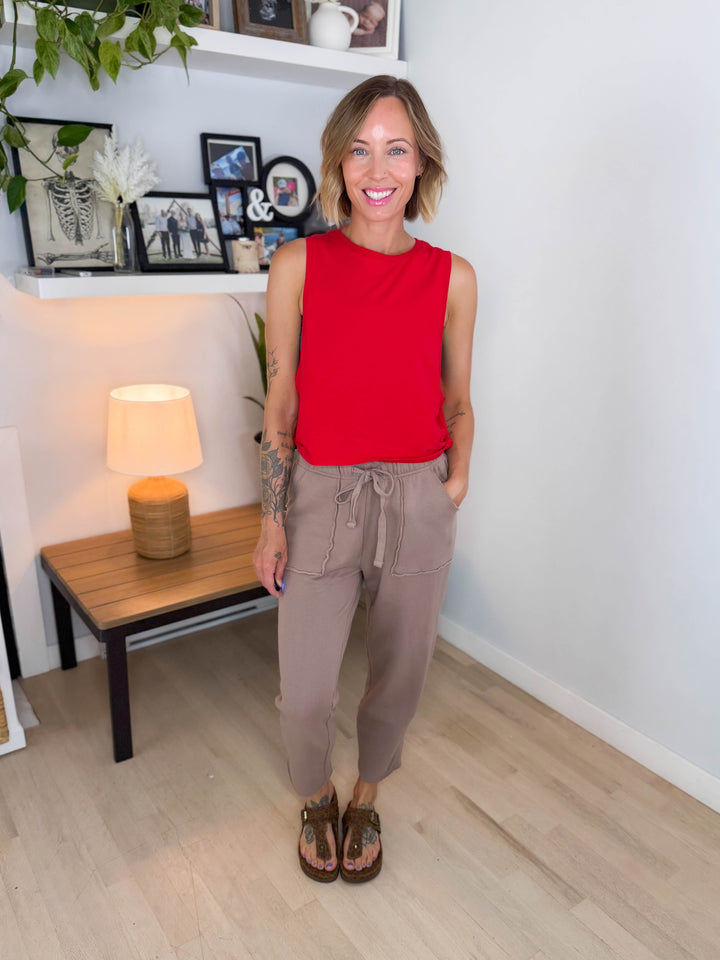 Mono B Solstice Malibu Lounge Pants- SILKEN TAUPE