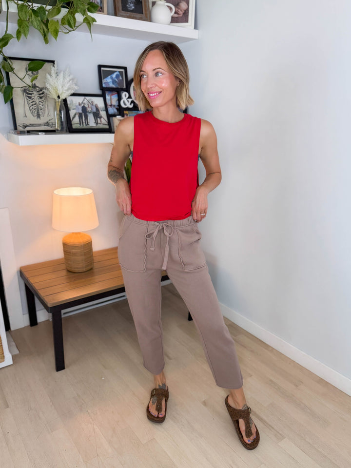 Mono B Solstice Malibu Lounge Pants- SILKEN TAUPE