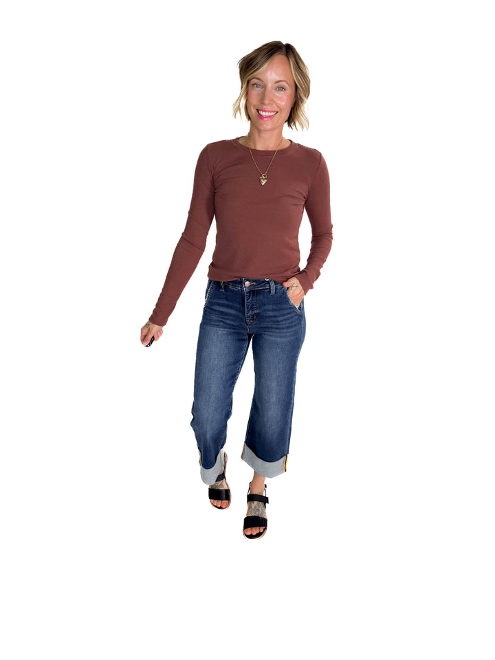 Beth Ribbed Long Sleeve- ESPRESSO-FINAL SALE