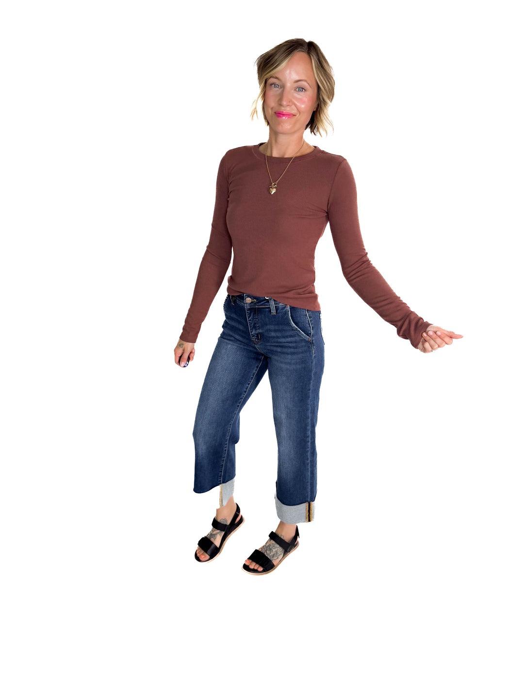 Beth Ribbed Long Sleeve- ESPRESSO-FINAL SALE