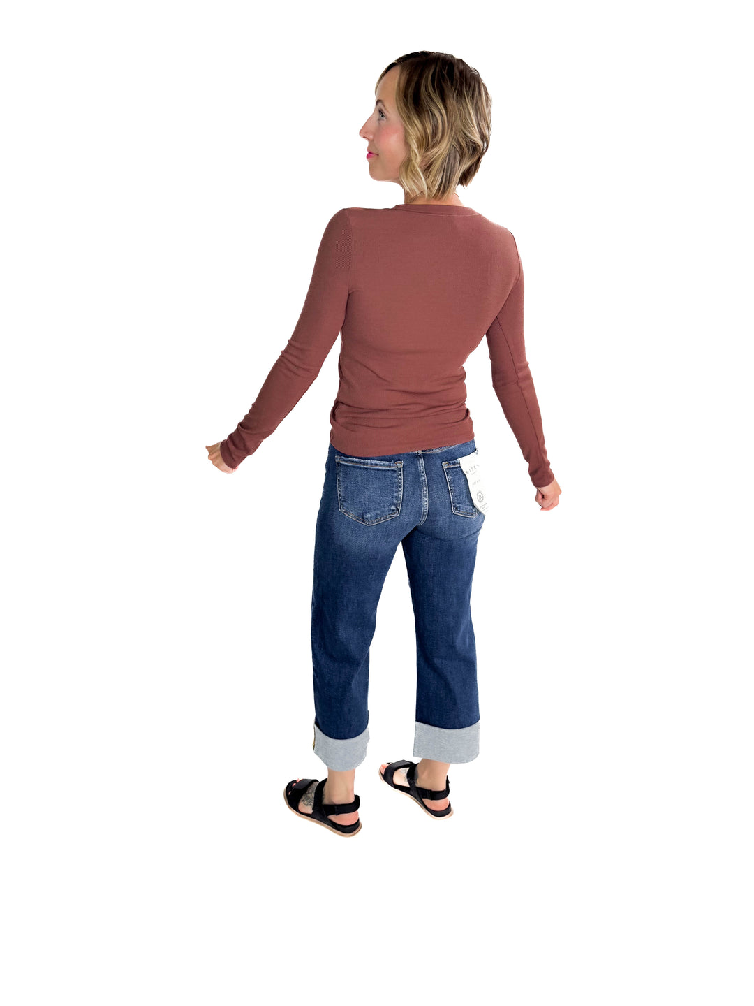 Beth Ribbed Long Sleeve- ESPRESSO-FINAL SALE