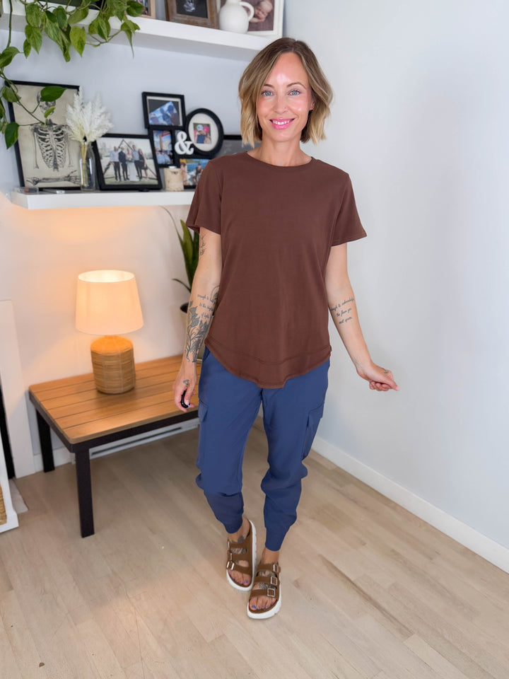 Mono B Maya Soft Curve Pima Cotton Tee- COCOA