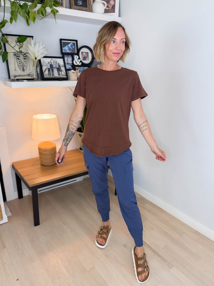 Mono B Maya Soft Curve Pima Cotton Tee- COCOA