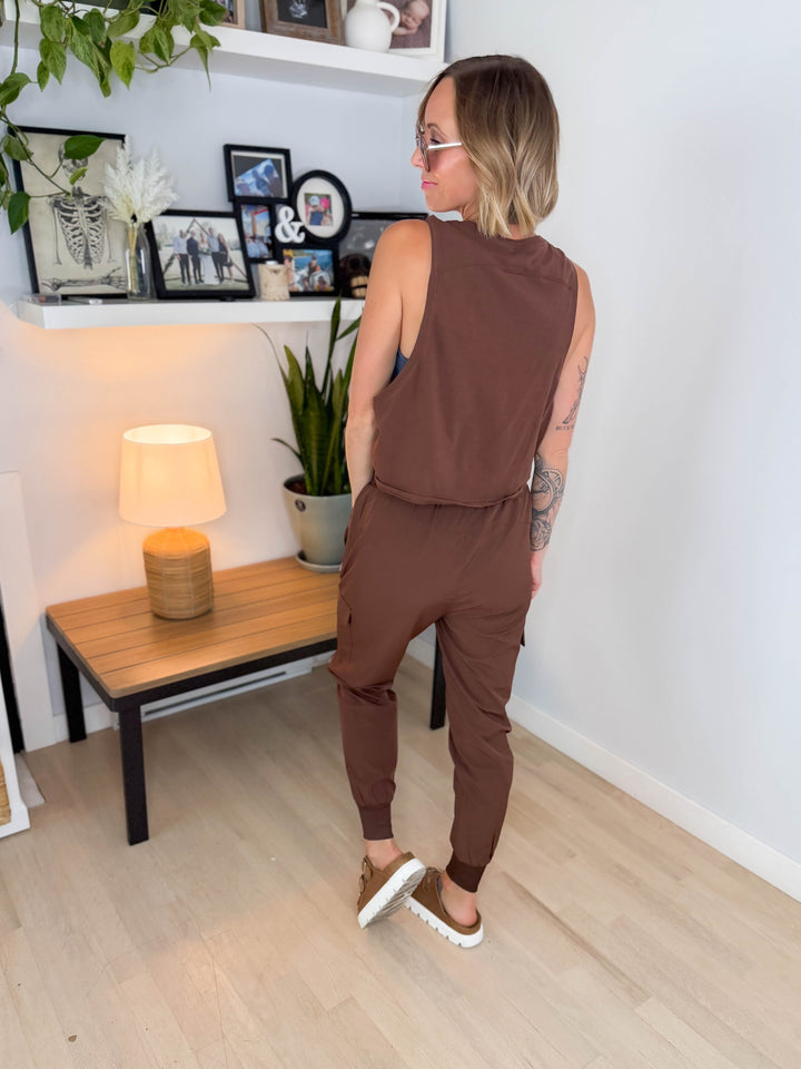 Mono B Sadie Pima Cotton Side-Knot Tank- COCOA