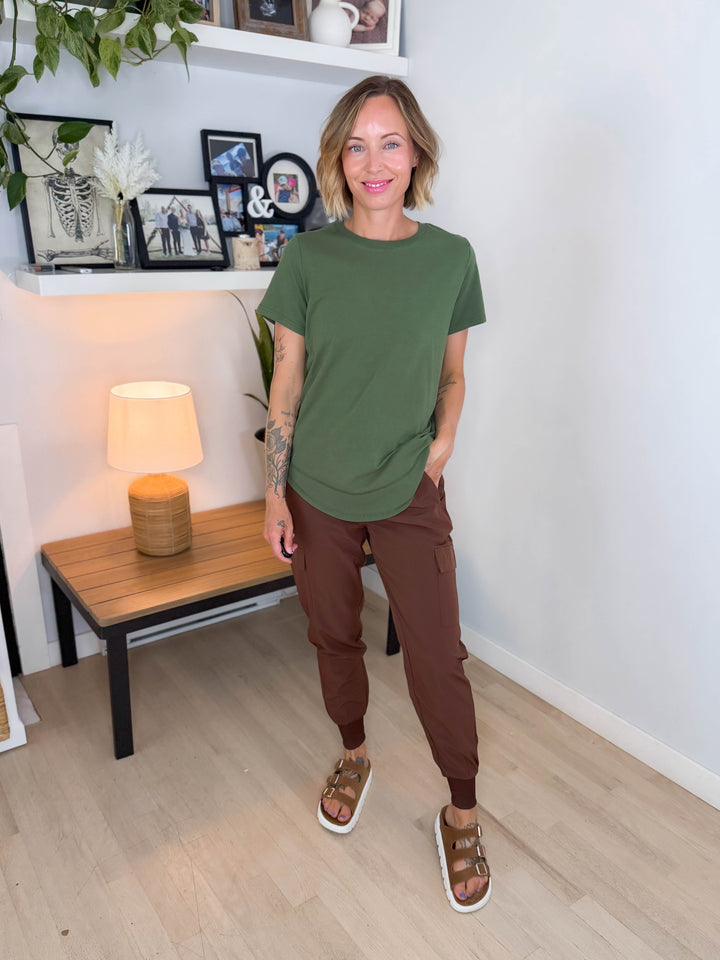 Mono B Maya Soft Curve Pima Cotton Tee- STEEPED SAGE