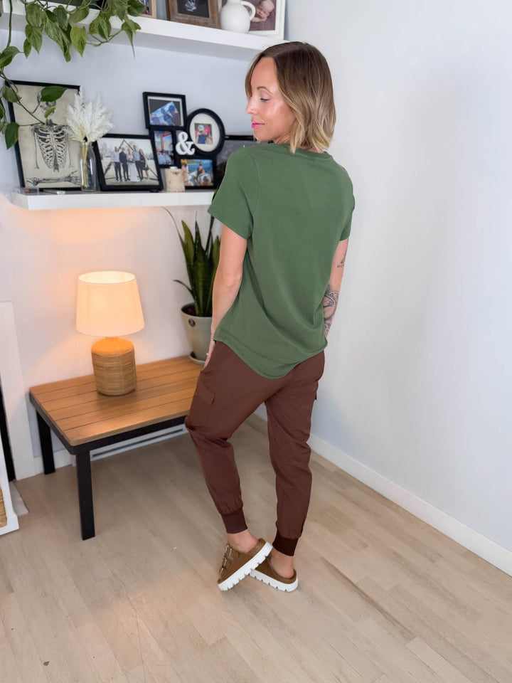 Mono B Maya Soft Curve Pima Cotton Tee- STEEPED SAGE