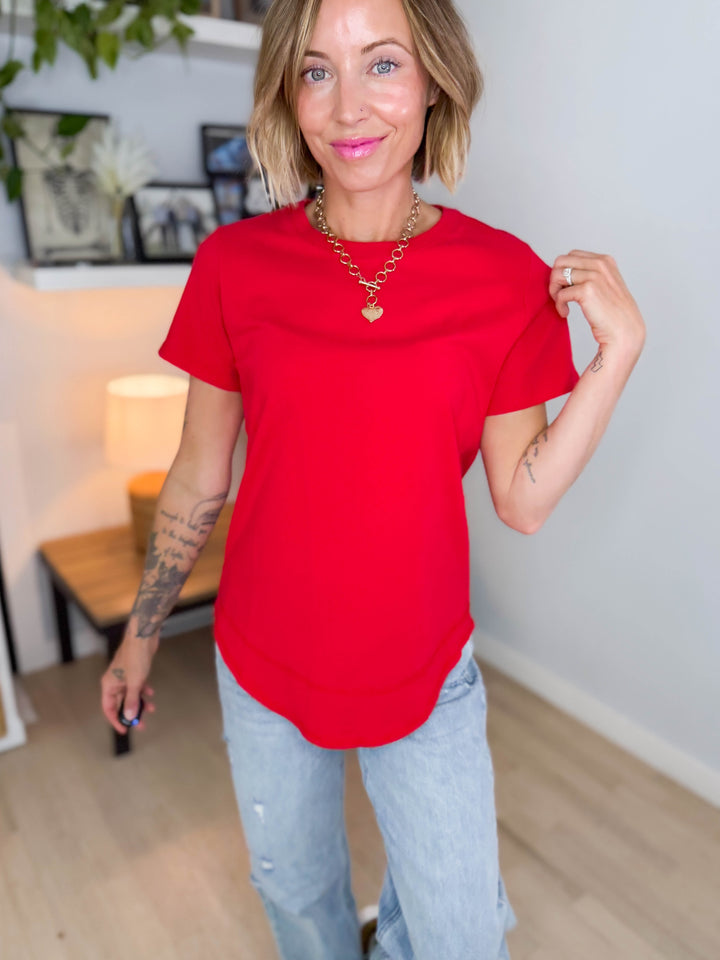 Mono B Maya Soft Curve Pima Cotton Tee- SMITTEN CHERRY