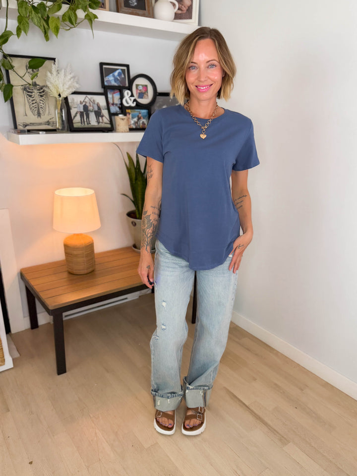 Mono B Maya Soft Curve Pima Cotton Tee- OCEAN
