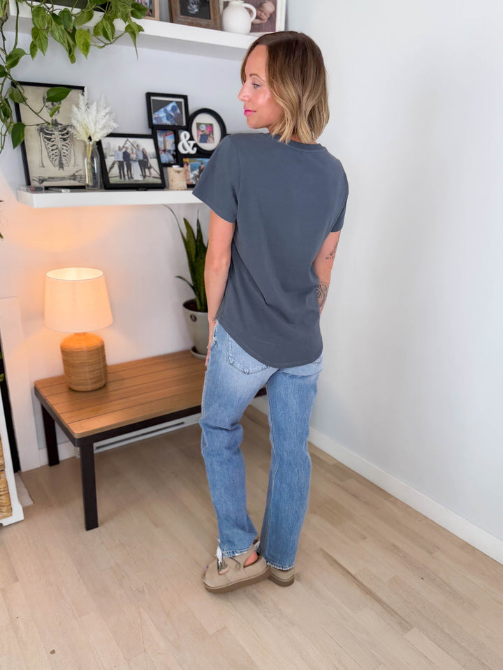 Mono B Maya Soft Curve Pima Cotton Tee- GRAPHITE