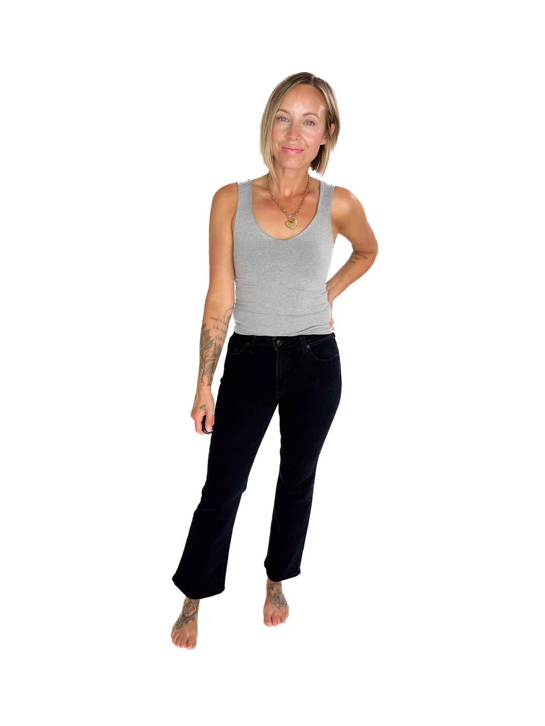 JUST BLACK DENIM Arina Slim Cropped Bootcut Jeans- BLACK-FINAL SALE *24*