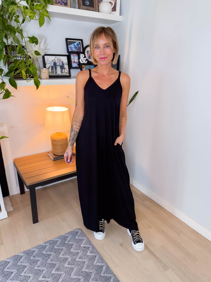 Lainey Stretch Maxi Dress- BLACK-FINAL SALE