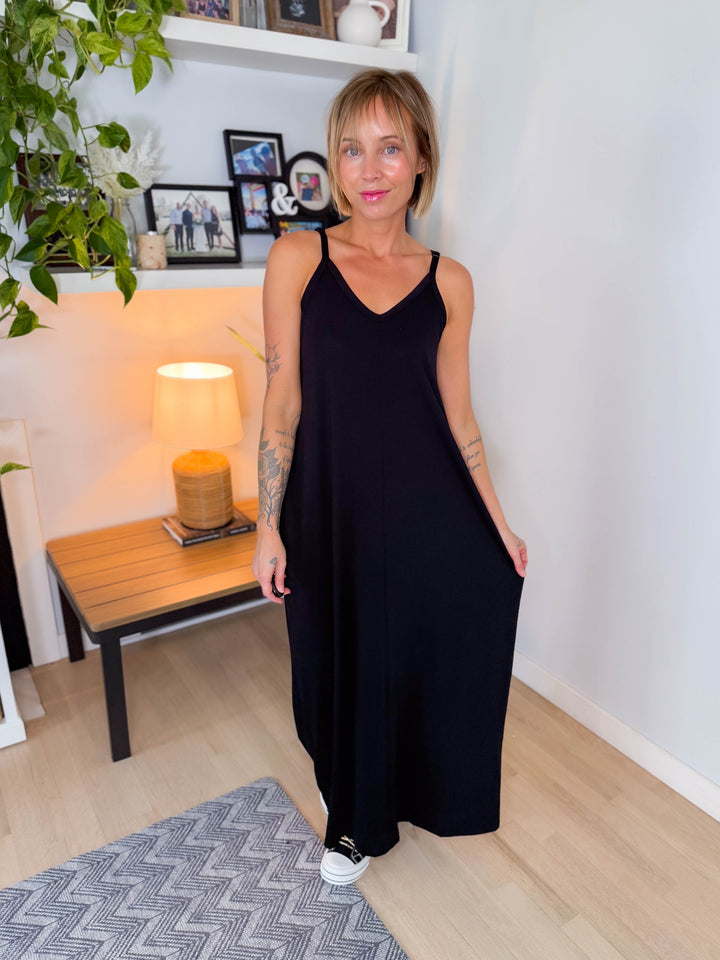 Lainey Stretch Maxi Dress- BLACK-FINAL SALE