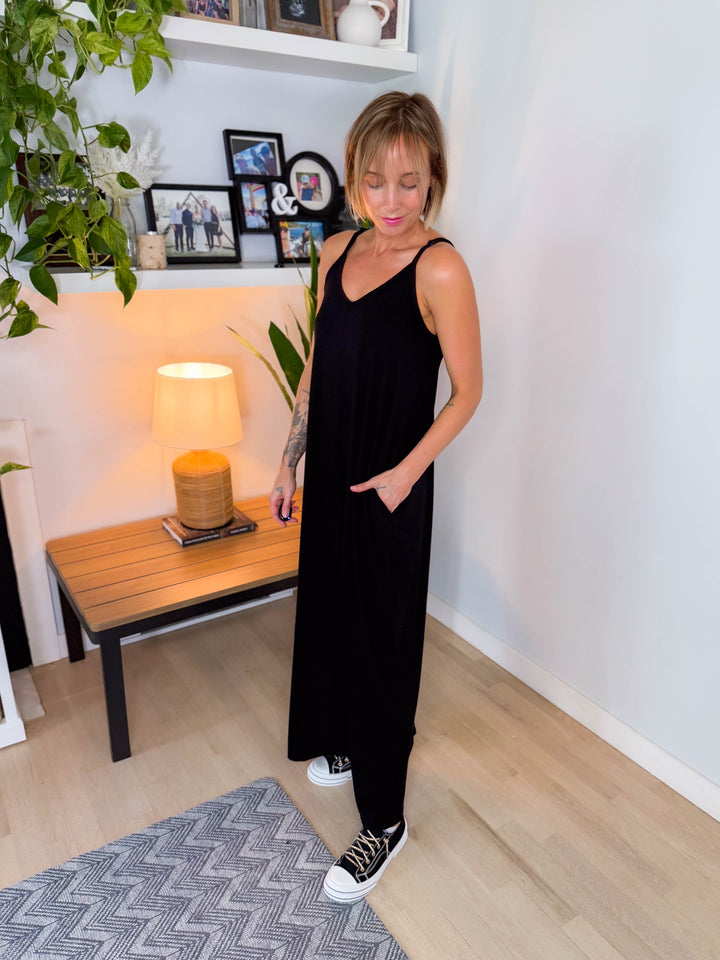 Lainey Stretch Maxi Dress- BLACK-FINAL SALE