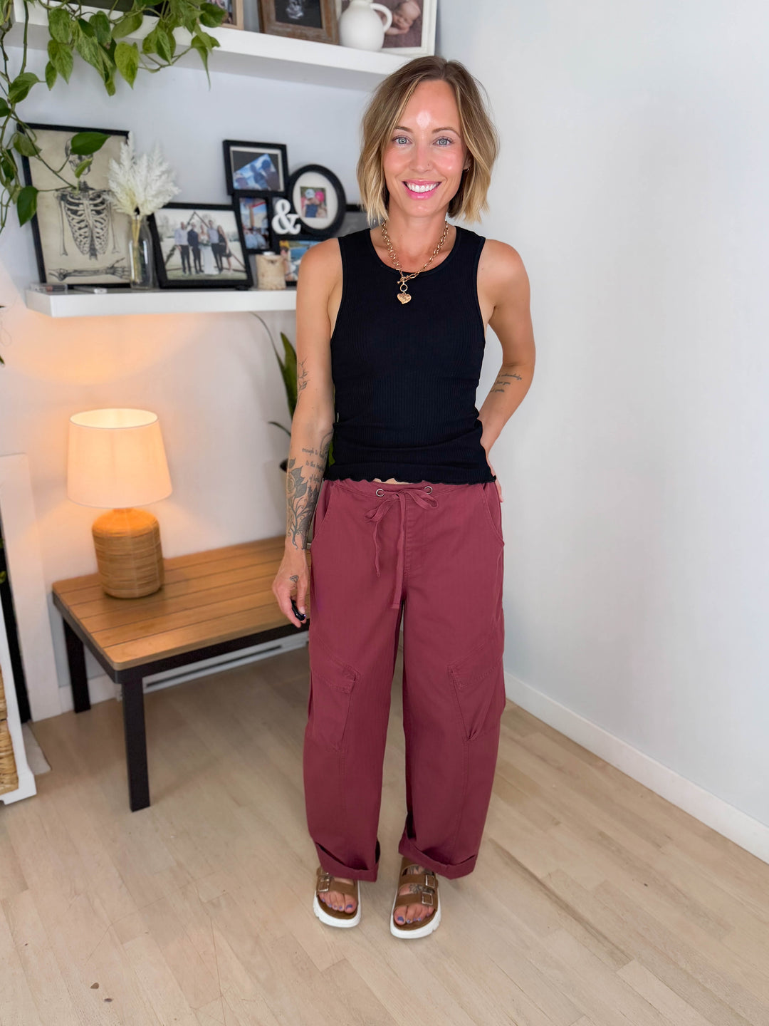 Sutton Drawstring Cargo Pant- TERRACOTTA
