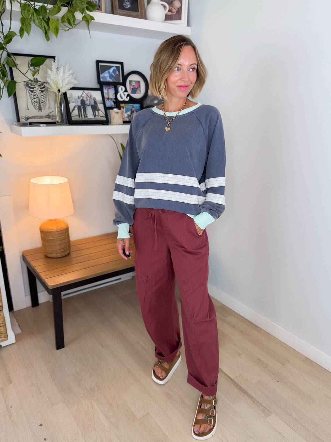 Andie Mineral Washed Pullover- FADED NAVY