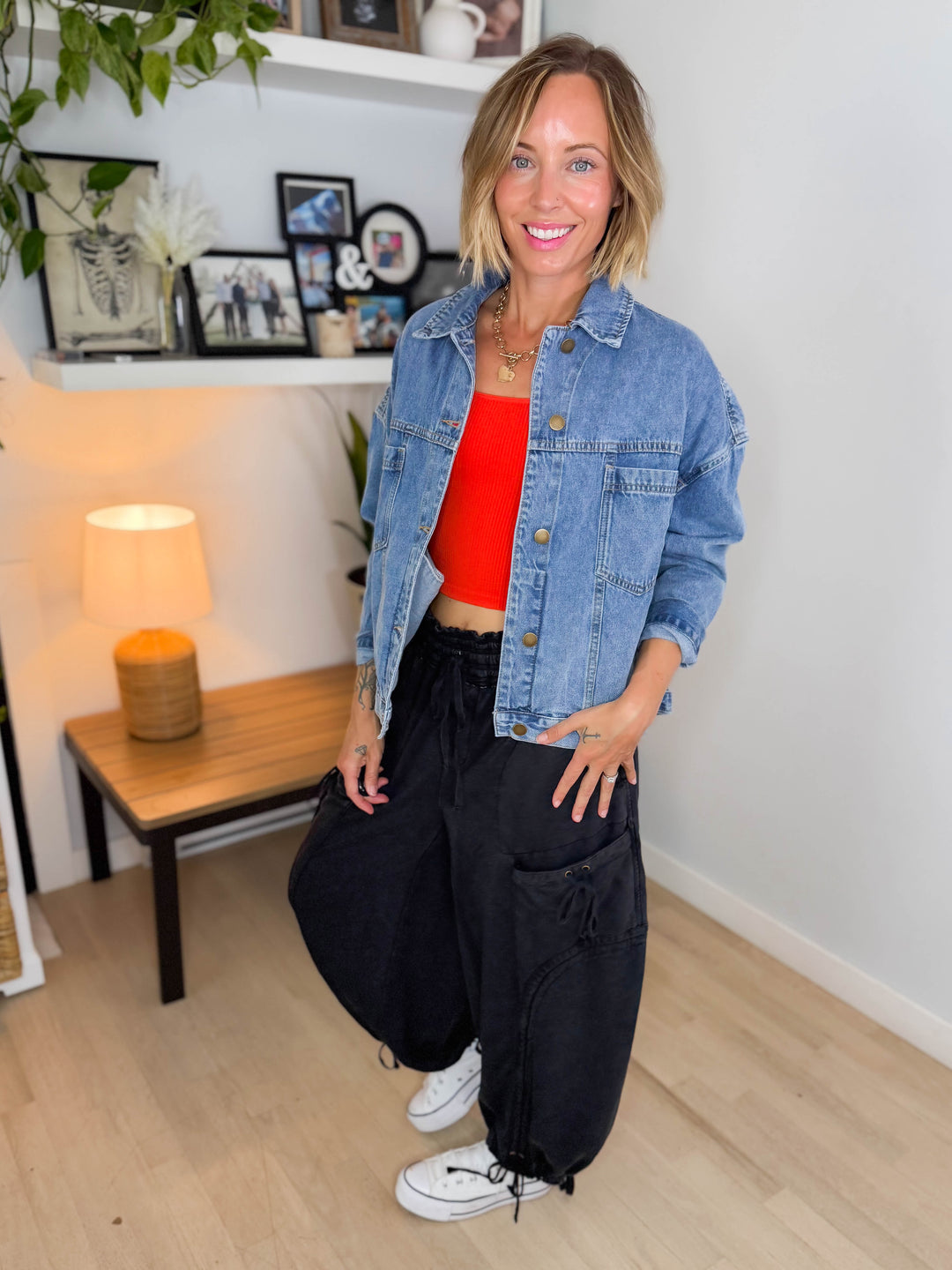 Mono B Sailor Boxy Denim Trucker Jacket- MEDIUM JACKET