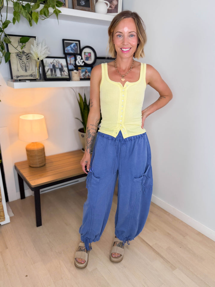 Lark Button Front Cami Tank- YELLOW