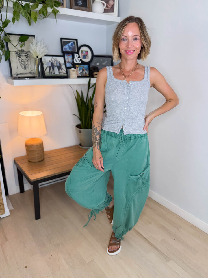 Pebble Cinch Tie Jogger- HERITAGE GREEN