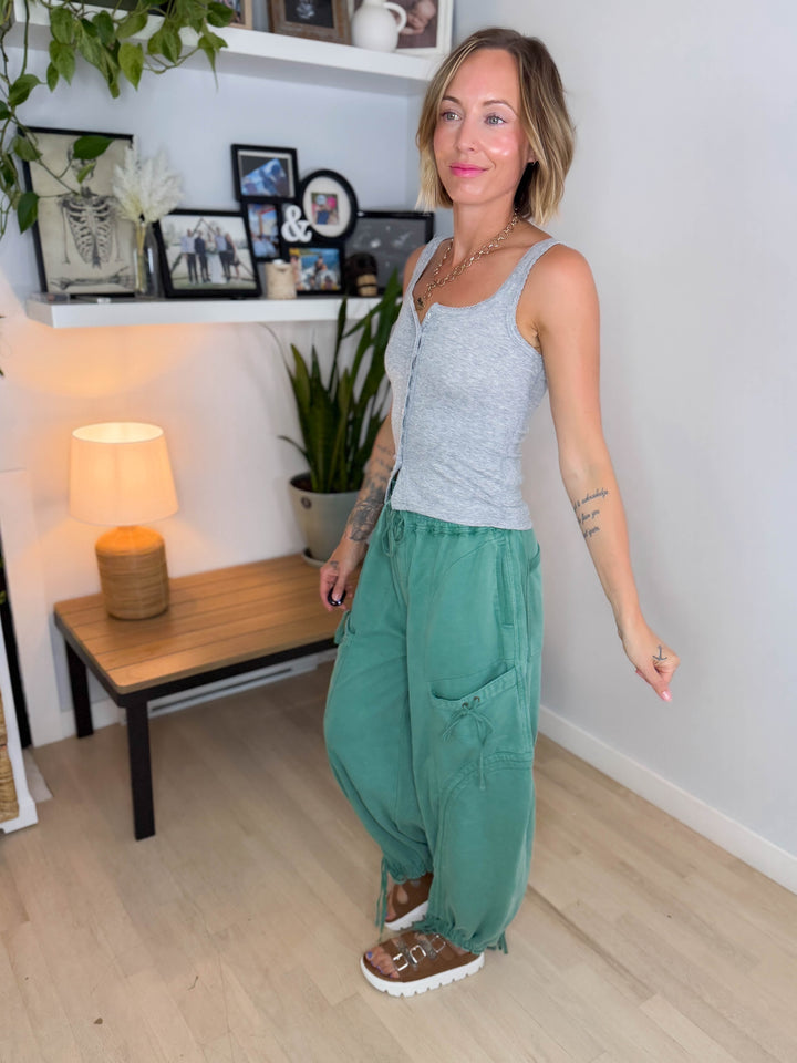 Pebble Cinch Tie Jogger- HERITAGE GREEN