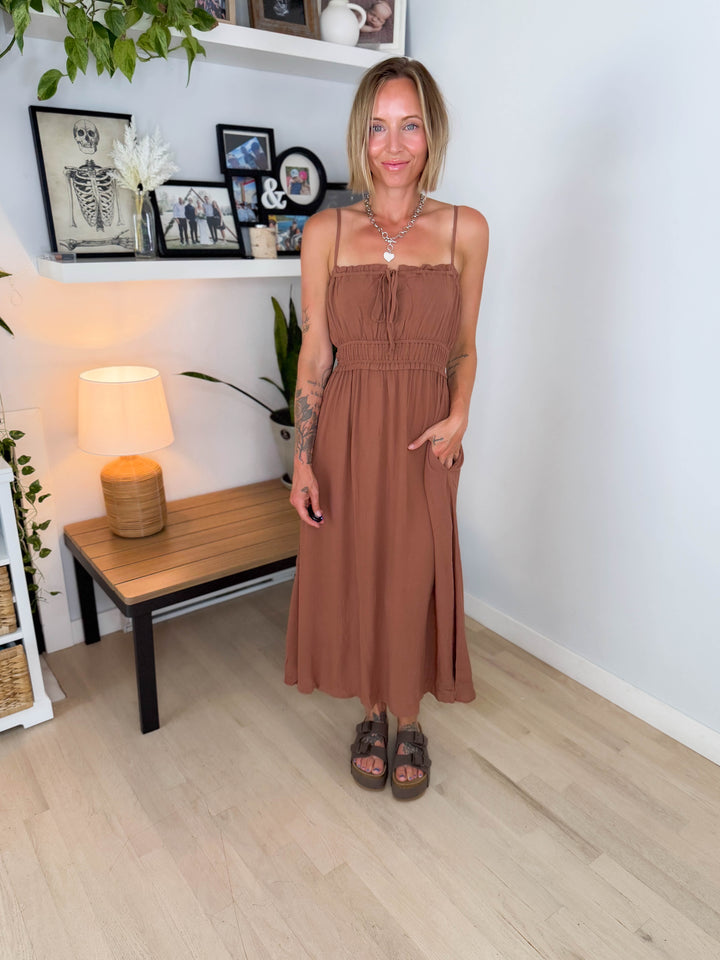 Hemswerth Smocked Maxi Dress- NUTSHELL