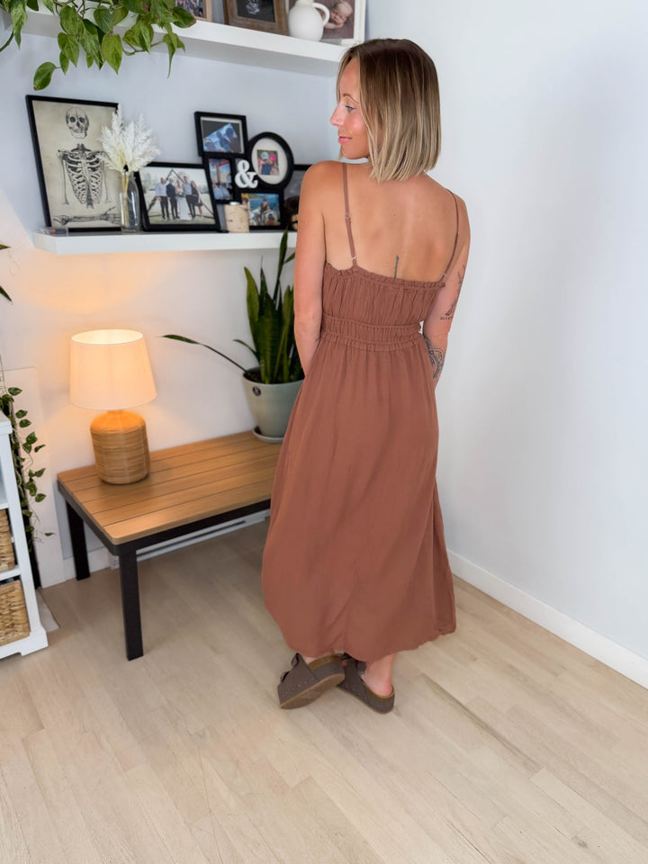 Hemswerth Smocked Maxi Dress- NUTSHELL