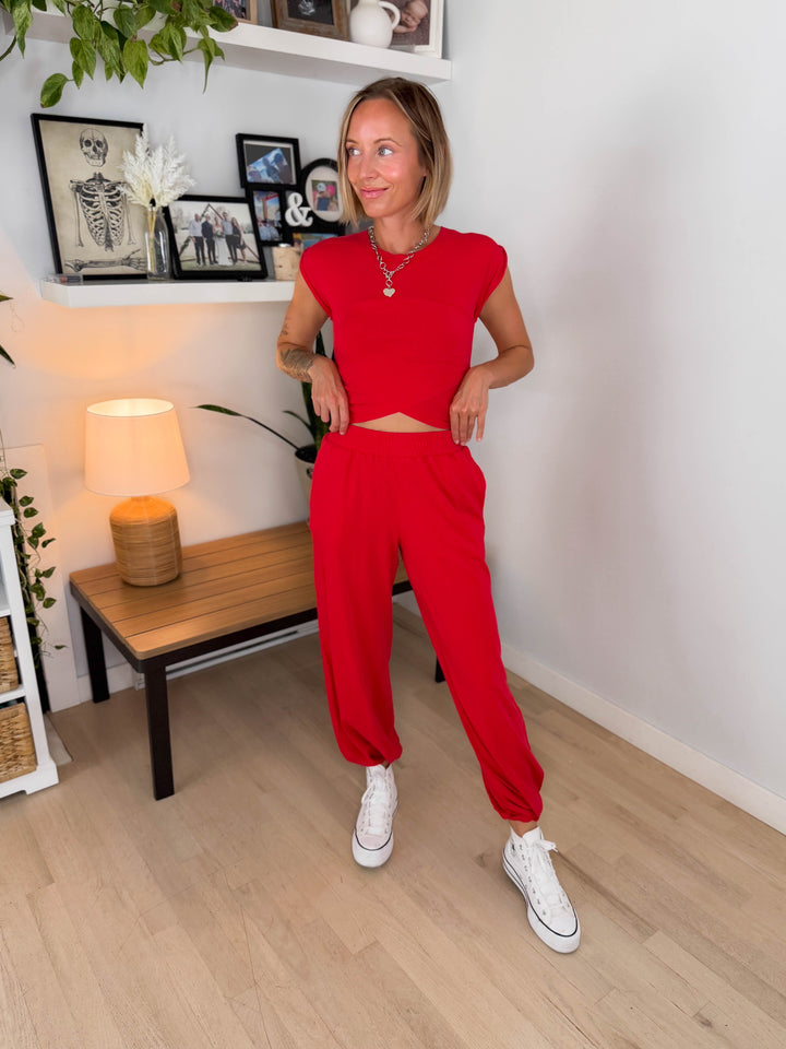 MONO B Jodie Pima Cotton Set- SMITTEN CHERRY