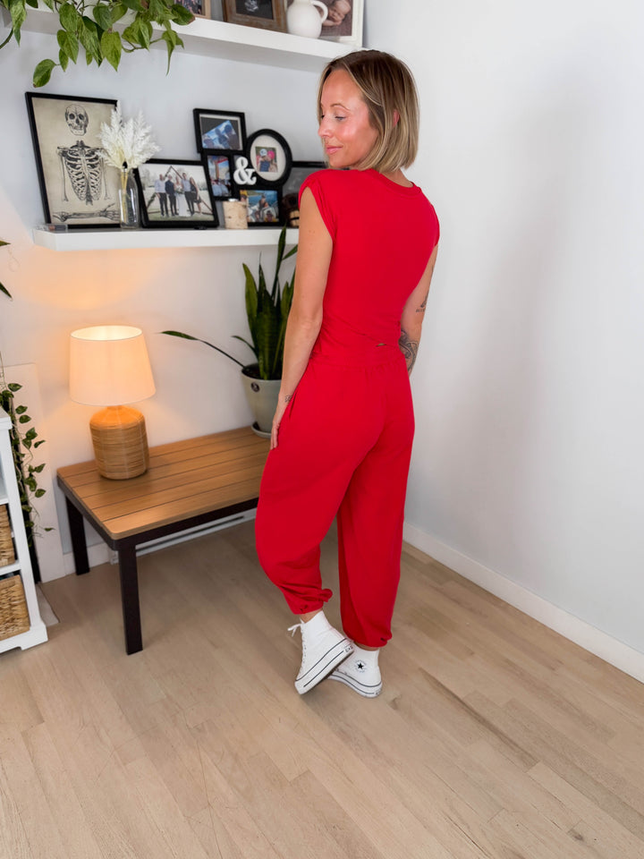 MONO B Jodie Pima Cotton Set- SMITTEN CHERRY