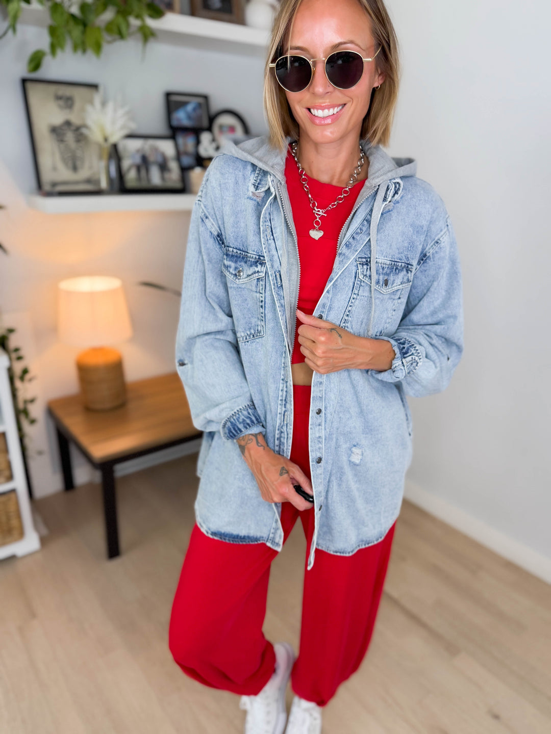 Girlfriend Hoodie Jean Jacket- ACID WASH