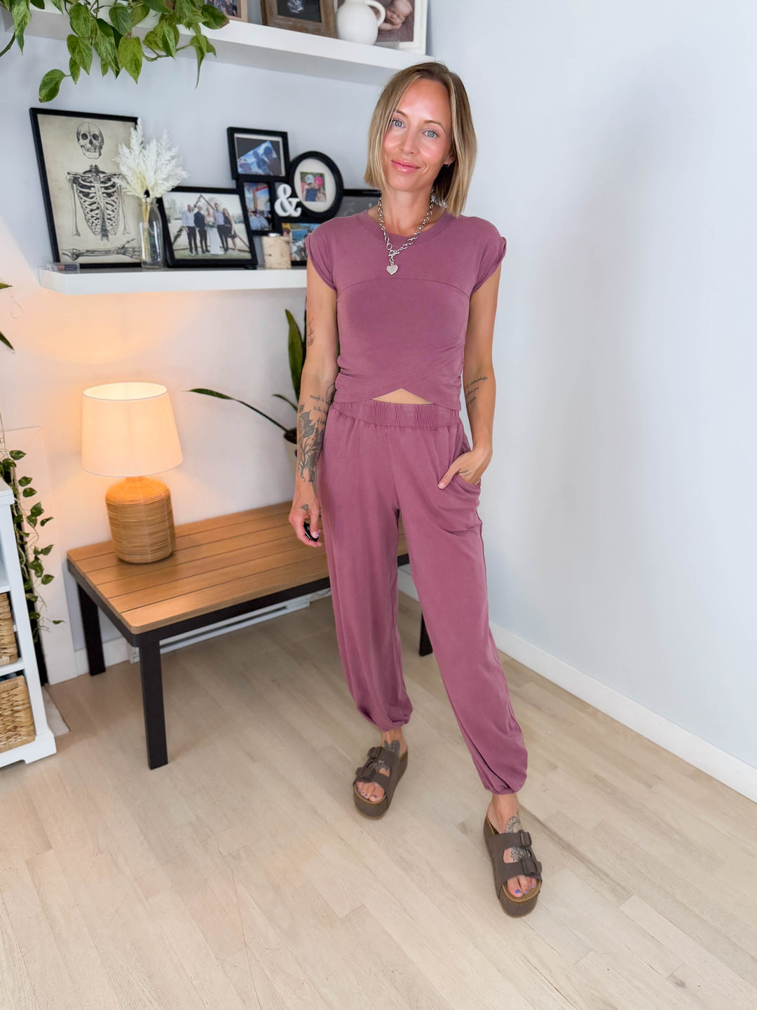 MONO B Jodie Pima Cotton Set- ROSEWOOD