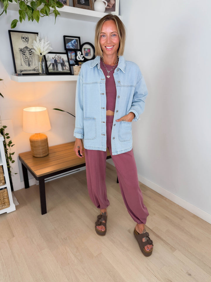 Grace Denim Button Up Jacket- LIGHT WASH