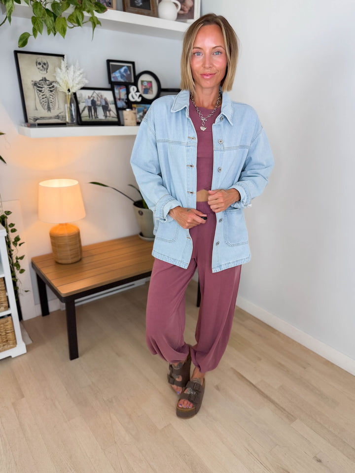 Grace Denim Button Up Jacket- LIGHT WASH