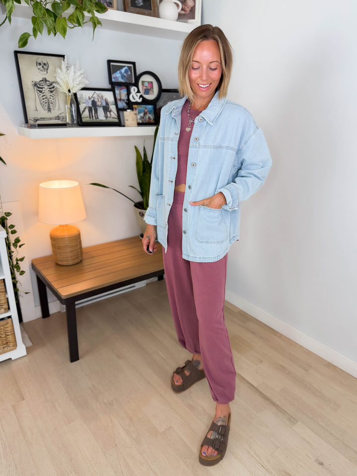 Grace Denim Button Up Jacket- LIGHT WASH