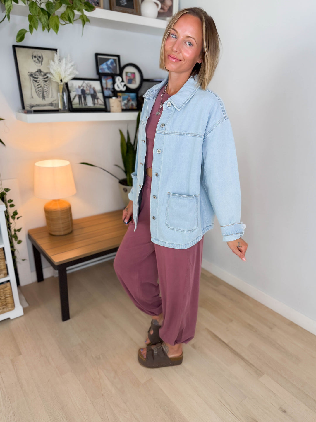 Grace Denim Button Up Jacket- LIGHT WASH