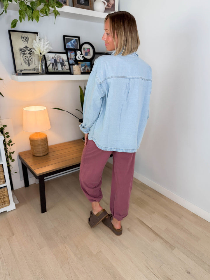 Grace Denim Button Up Jacket- LIGHT WASH