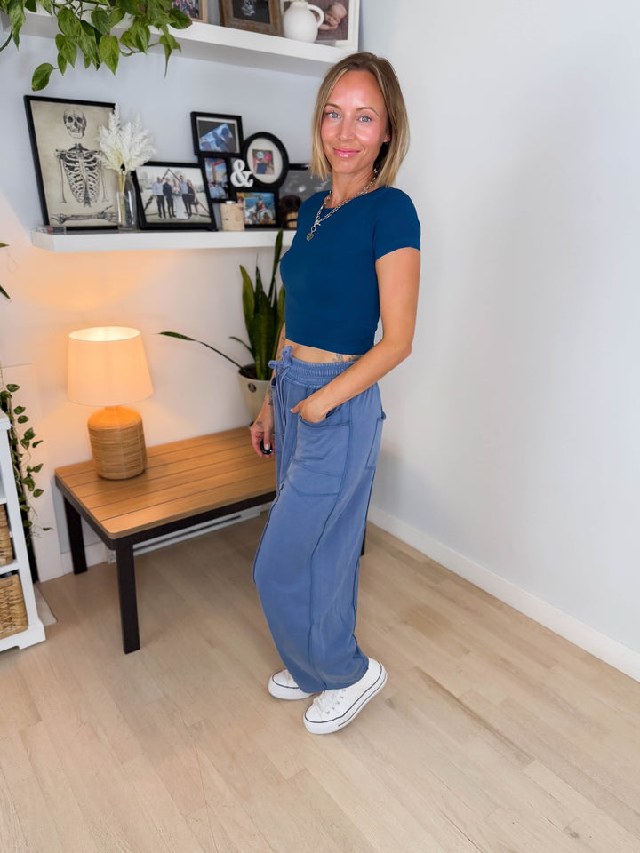 Seamless Baby Ribbed Tee- BLUE OPAL